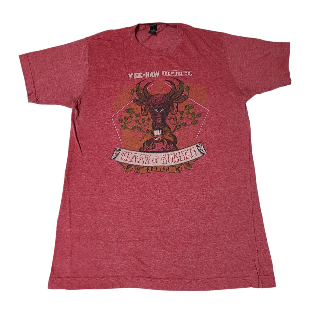 Yee-Haw Brewing Company Medium Red Graphic T-Shirt Beast of Burden IPA Beer Tee